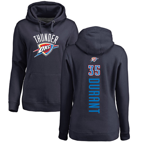 NBA Women's Nike Oklahoma City Thunder #35 Kevin Durant Navy Blue Backer Pullover Hoodie