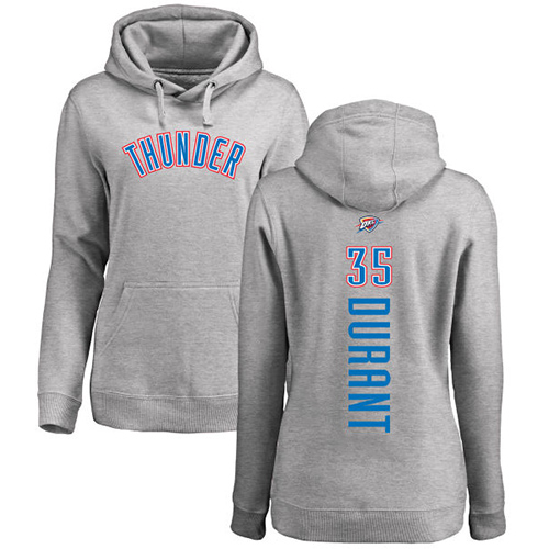 NBA Women's Nike Oklahoma City Thunder #35 Kevin Durant Ash Backer Pullover Hoodie