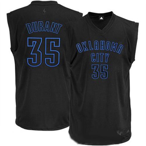 Men's Adidas Oklahoma City Thunder #35 Kevin Durant Authentic Black on Black NBA Jersey