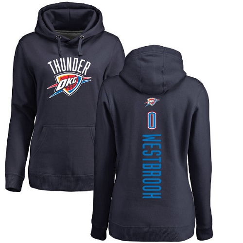 NBA Women's Nike Oklahoma City Thunder #0 Russell Westbrook Navy Blue Backer Pullover Hoodie