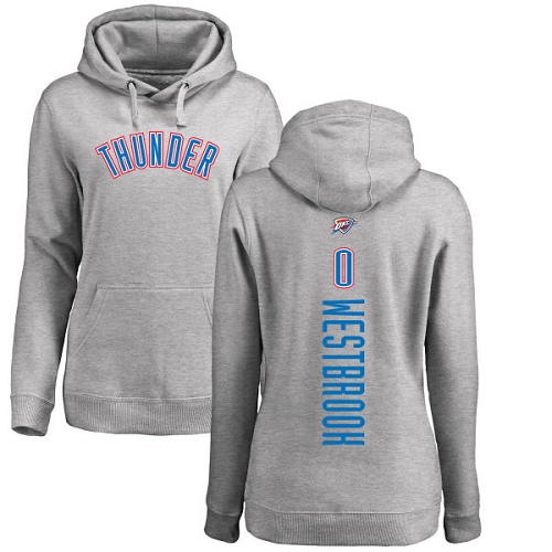 NBA Women's Nike Oklahoma City Thunder #0 Russell Westbrook Ash Backer Pullover Hoodie