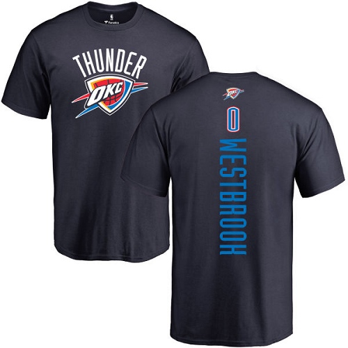 NBA Nike Oklahoma City Thunder #0 Russell Westbrook Navy Blue Backer T-Shirt