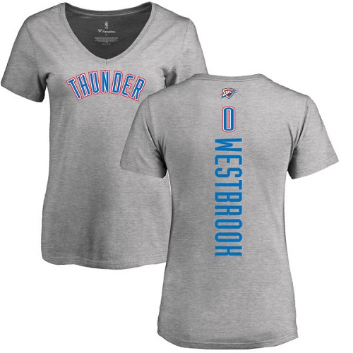 NBA Women's Nike Oklahoma City Thunder #0 Russell Westbrook Ash Backer T-Shirt