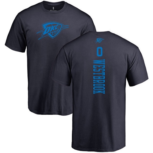 NBA Nike Oklahoma City Thunder #0 Russell Westbrook Navy Blue One Color Backer T-Shirt