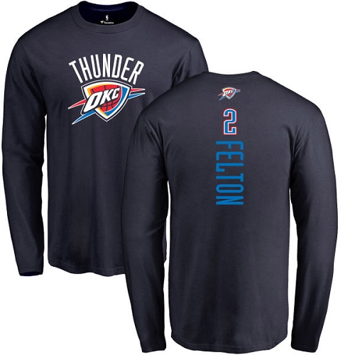 NBA Nike Oklahoma City Thunder #2 Raymond Felton Navy Blue Backer Long Sleeve T-Shirt