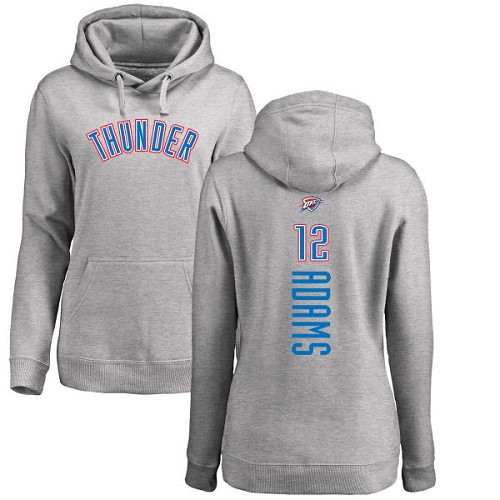 NBA Women's Nike Oklahoma City Thunder #12 Steven Adams Ash Backer Pullover Hoodie