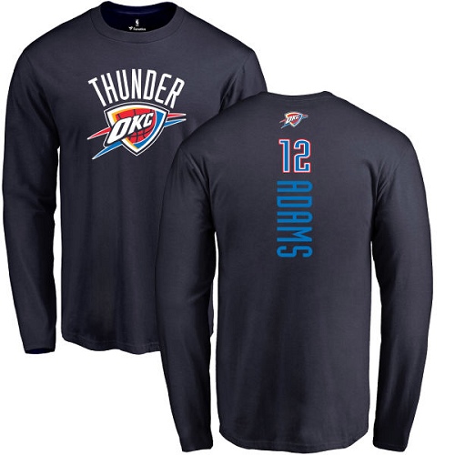 NBA Nike Oklahoma City Thunder #12 Steven Adams Navy Blue Backer Long Sleeve T-Shirt