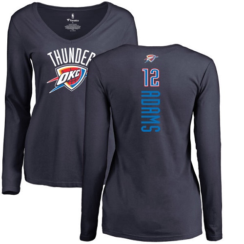 NBA Women's Nike Oklahoma City Thunder #12 Steven Adams Navy Blue Backer Long Sleeve T-Shirt