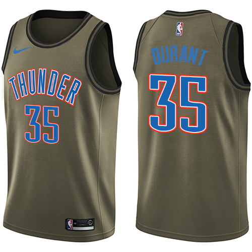 Men's Nike Oklahoma City Thunder #35 Kevin Durant Swingman Green Salute to Service NBA Jersey