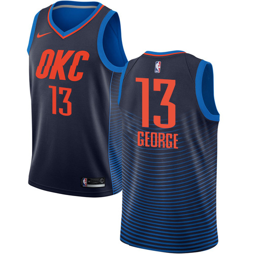 Youth Nike Oklahoma City Thunder #13 Paul George Authentic Navy Blue NBA Jersey Statement Edition