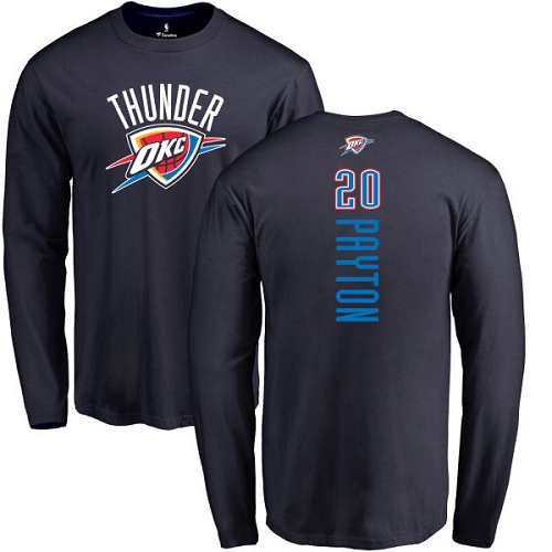 NBA Nike Oklahoma City Thunder #20 Gary Payton Navy Blue Backer Long Sleeve T-Shirt