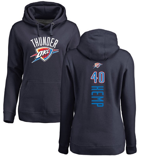 NBA Women's Nike Oklahoma City Thunder #40 Shawn Kemp Navy Blue Backer Pullover Hoodie