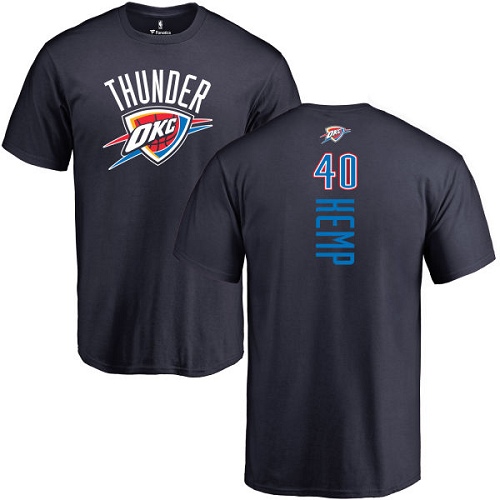 NBA Nike Oklahoma City Thunder #40 Shawn Kemp Navy Blue Backer T-Shirt