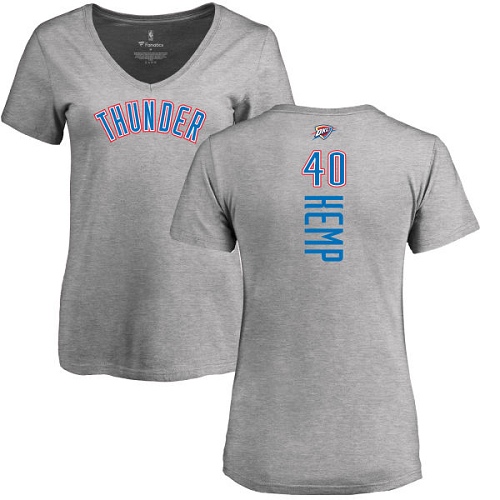 NBA Women's Nike Oklahoma City Thunder #40 Shawn Kemp Ash Backer T-Shirt