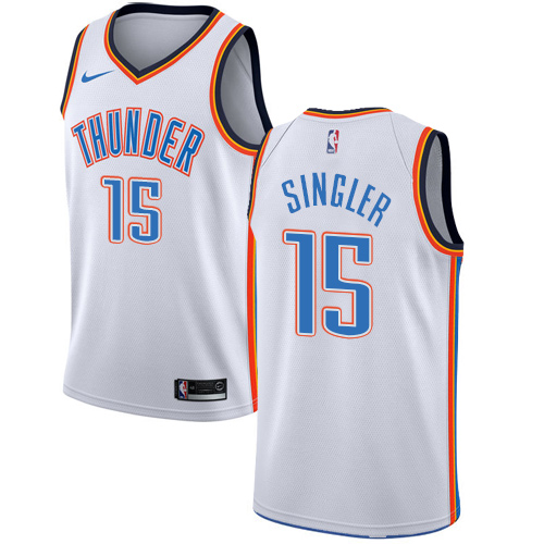 Men's Nike Oklahoma City Thunder #15 Kyle Singler Authentic White Home NBA Jersey - Association Edition