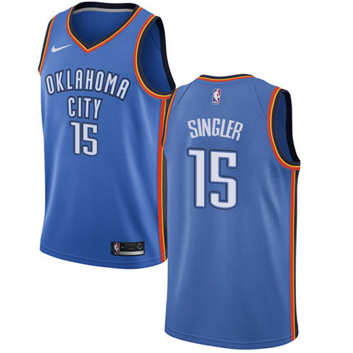Men's Nike Oklahoma City Thunder #15 Kyle Singler Swingman Royal Blue Road NBA Jersey - Icon Edition