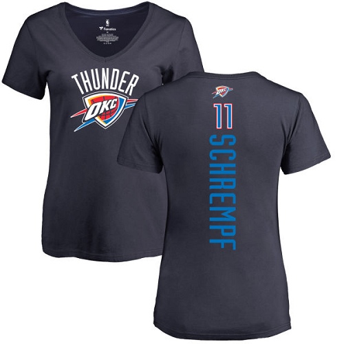 NBA Women's Nike Oklahoma City Thunder #11 Detlef Schrempf Navy Blue Backer T-Shirt