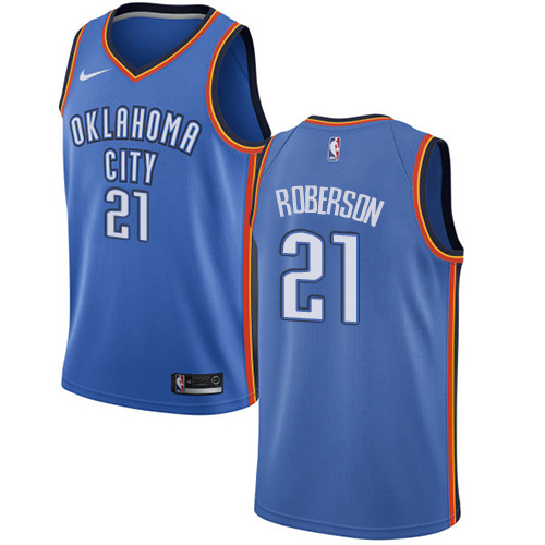 Men's Nike Oklahoma City Thunder #21 Andre Roberson Swingman Royal Blue Road NBA Jersey - Icon Edition