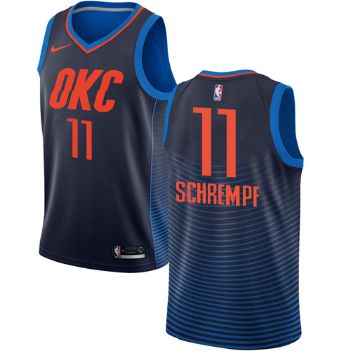 Youth Nike Oklahoma City Thunder #11 Detlef Schrempf Authentic Navy Blue NBA Jersey Statement Edition