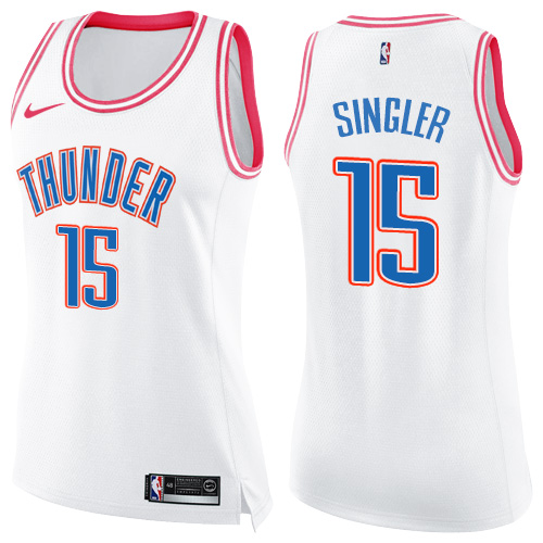 Women's Nike Oklahoma City Thunder #15 Kyle Singler Swingman White/Pink Fashion NBA Jersey