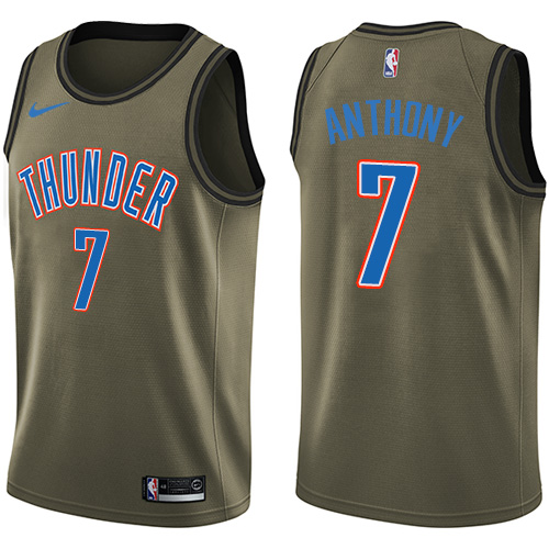 Men's Nike Oklahoma City Thunder #7 Carmelo Anthony Swingman Green Salute to Service NBA Jersey