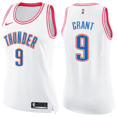 Women's Nike Oklahoma City Thunder #9 Jerami Grant Swingman White/Pink Fashion NBA Jersey