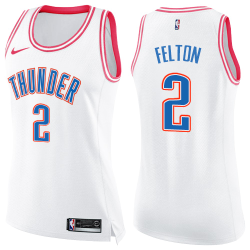 Women's Nike Oklahoma City Thunder #2 Raymond Felton Swingman White/Pink Fashion NBA Jersey