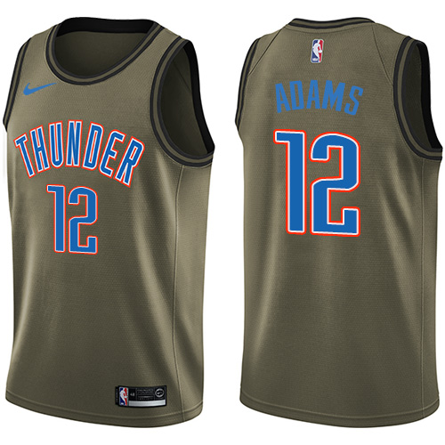 Men's Nike Oklahoma City Thunder #12 Steven Adams Swingman Green Salute to Service NBA Jersey