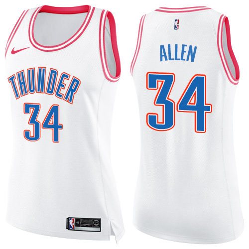 Women's Nike Oklahoma City Thunder #34 Ray Allen Swingman White/Pink Fashion NBA Jersey