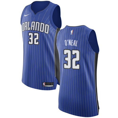 Men's Nike Orlando Magic #32 Shaquille O'Neal Authentic Royal Blue Road NBA Jersey - Icon Edition