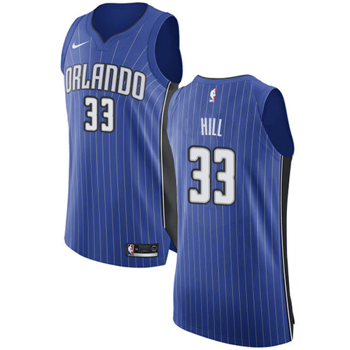 Men's Nike Orlando Magic #33 Grant Hill Authentic Royal Blue Road NBA Jersey - Icon Edition