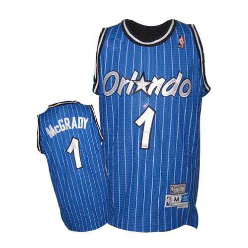 Men's Mitchell and Ness Orlando Magic #1 Tracy Mcgrady Authentic Royal Blue Throwback NBA Jersey