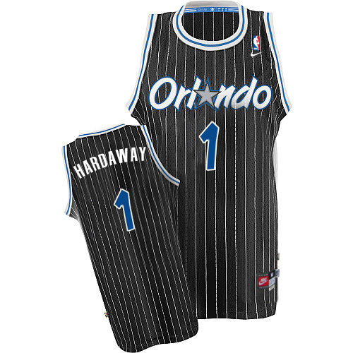 Men's Nike Orlando Magic #1 Penny Hardaway Authentic Black Throwback NBA Jersey