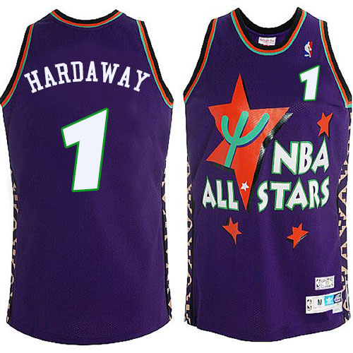 Men's Mitchell and Ness Orlando Magic #1 Penny Hardaway Authentic Blue 1995 All Star Throwback NBA Jersey