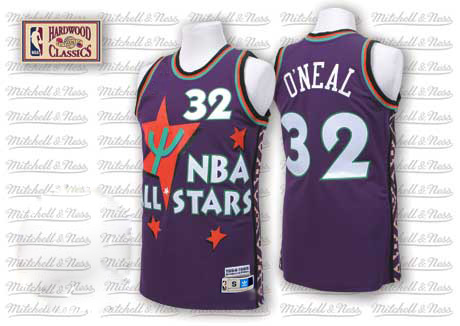 Men's Adidas Orlando Magic #32 Shaquille O'Neal Authentic Purple 1995 All Star Throwback NBA Jersey