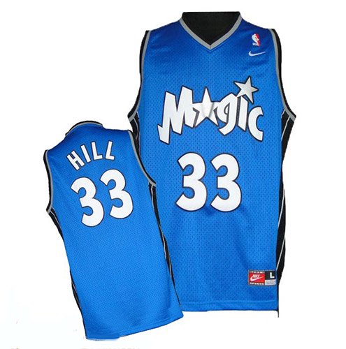 Men's Nike Orlando Magic #33 Grant Hill Authentic Royal Blue Throwback NBA Jersey