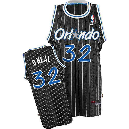 Men's Nike Orlando Magic #32 Shaquille O'Neal Swingman Black Throwback NBA Jersey