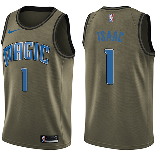 Men's Nike Orlando Magic #1 Jonathan Isaac Swingman Green Salute to Service NBA Jersey