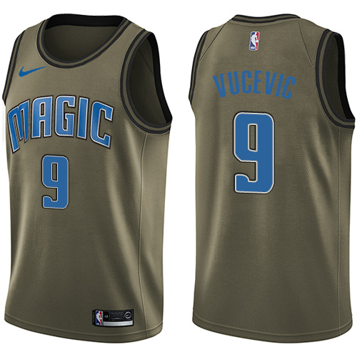Men's Nike Orlando Magic #9 Nikola Vucevic Swingman Green Salute to Service NBA Jersey