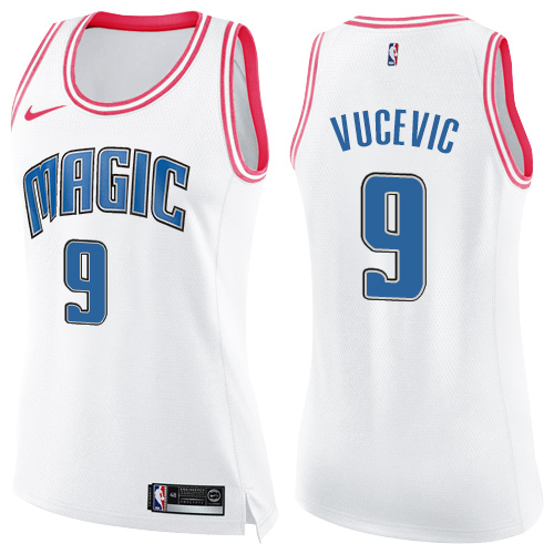 Women's Nike Orlando Magic #9 Nikola Vucevic Swingman White/Pink Fashion NBA Jersey