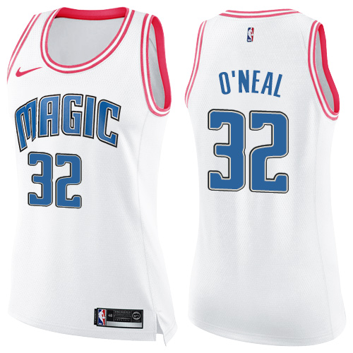 Women's Nike Orlando Magic #32 Shaquille O'Neal Swingman White/Pink Fashion NBA Jersey