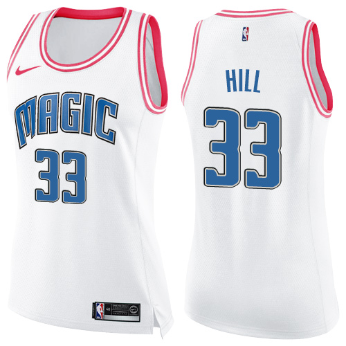 Women's Nike Orlando Magic #33 Grant Hill Swingman White/Pink Fashion NBA Jersey