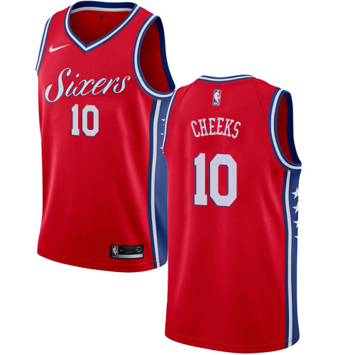 Men's Nike Philadelphia 76ers #10 Maurice Cheeks Authentic Red Alternate NBA Jersey Statement Edition