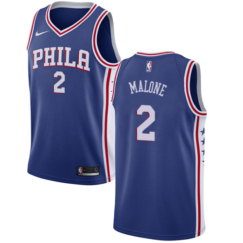 Men's Nike Philadelphia 76ers #2 Moses Malone Swingman Blue Road NBA Jersey - Icon Edition