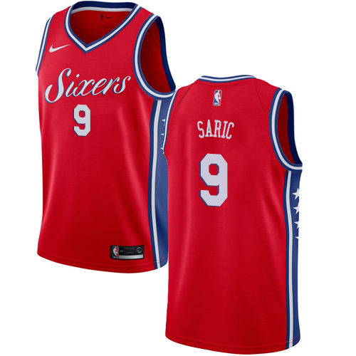 Men's Nike Philadelphia 76ers #9 Dario Saric Swingman Red Alternate NBA Jersey Statement Edition