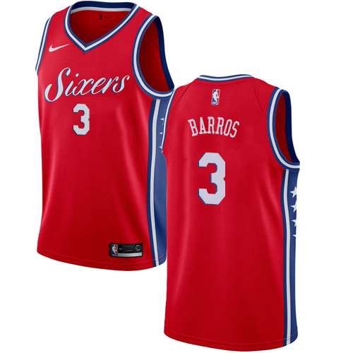 Men's Nike Philadelphia 76ers #3 Dana Barros Swingman Red Alternate NBA Jersey Statement Edition