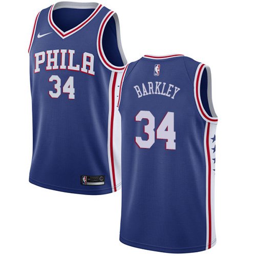 Men's Nike Philadelphia 76ers #34 Charles Barkley Swingman Blue Road NBA Jersey - Icon Edition