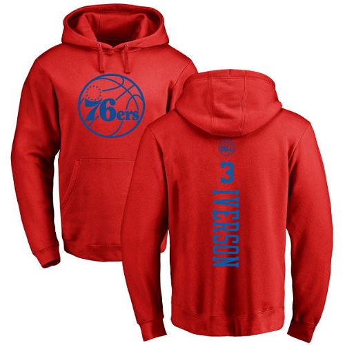 NBA Nike Philadelphia 76ers #3 Allen Iverson Red One Color Backer Pullover Hoodie