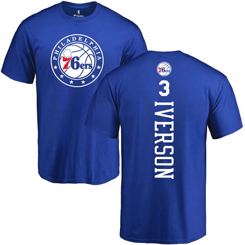 NBA Nike Philadelphia 76ers #3 Allen Iverson Royal Blue Backer T-Shirt