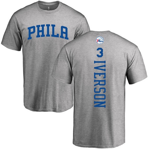 NBA Nike Philadelphia 76ers #3 Allen Iverson Ash Backer T-Shirt